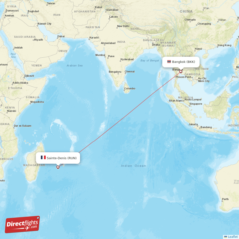 Direct Flights From Saint Denis De La Reunion To Bangkok RUN To BKK