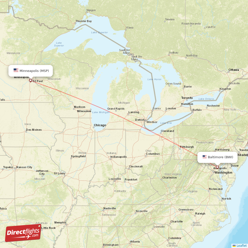 Direct Flights From Baltimore To Minneapolis Bwi To Msp Non Stop