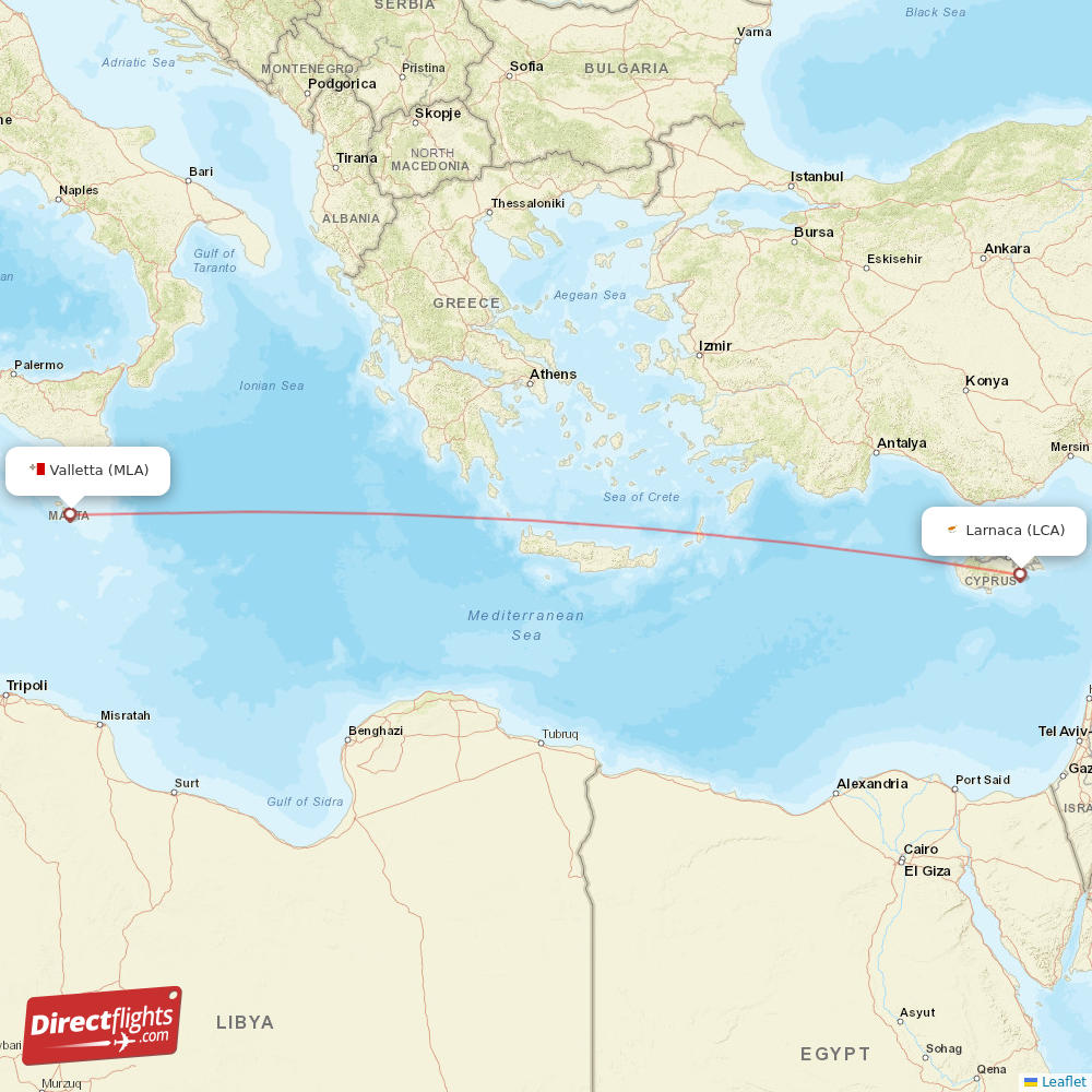 Direct Flights From Malta To Larnaca MLA To LCA Non Stop