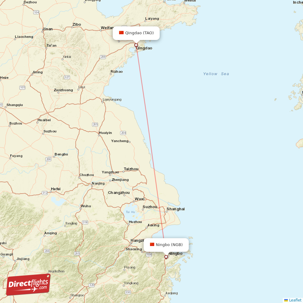 Direct Flights From Qingdao To Ningbo Tao To Ngb Non Stop