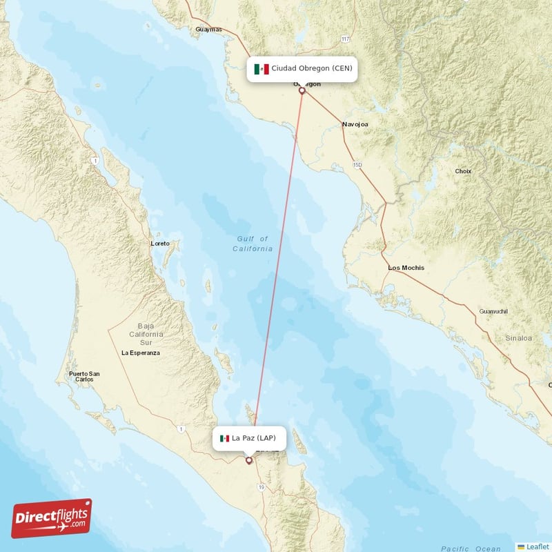 Direct Flights From La Paz To Ciudad Obregon Lap To Cen Non Stop