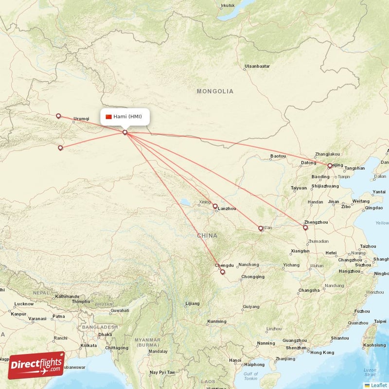 Direct Flights From Hami 13 Destinations HMI China Directflights