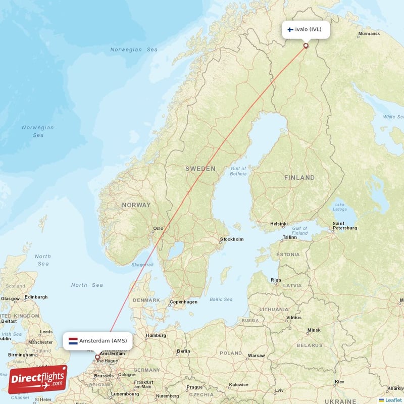 Direct Flights From Amsterdam To Ivalo Ams To Ivl Non Stop