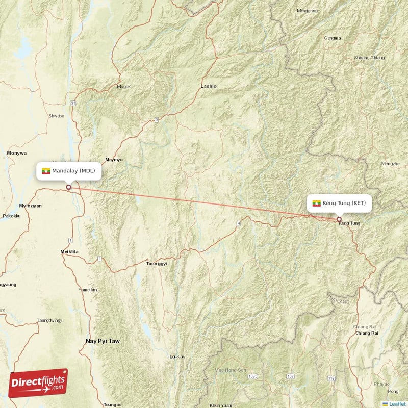 Direct Flights From Mandalay To Keng Tung Mdl To Ket Non Stop