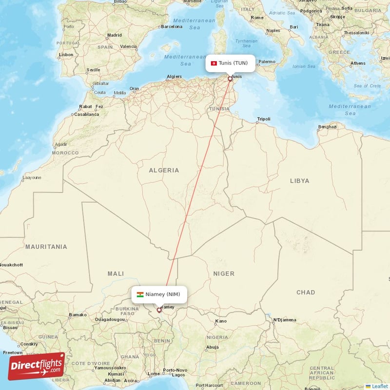 Direct Flights From Niamey To Tunis Nim To Tun Non Stop