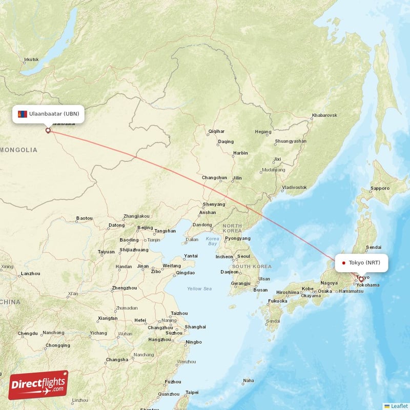 Direct Flights From Tokyo To Ulaanbaatar NRT To UBN Non Stop