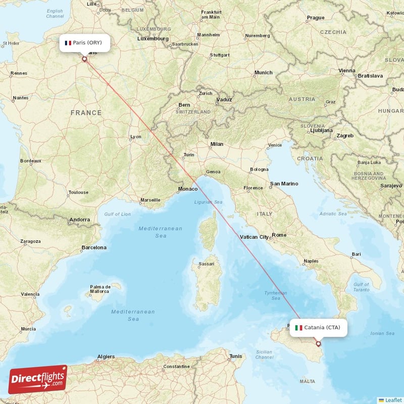 Direct Flights From Paris To Catania Ory To Cta Non Stop