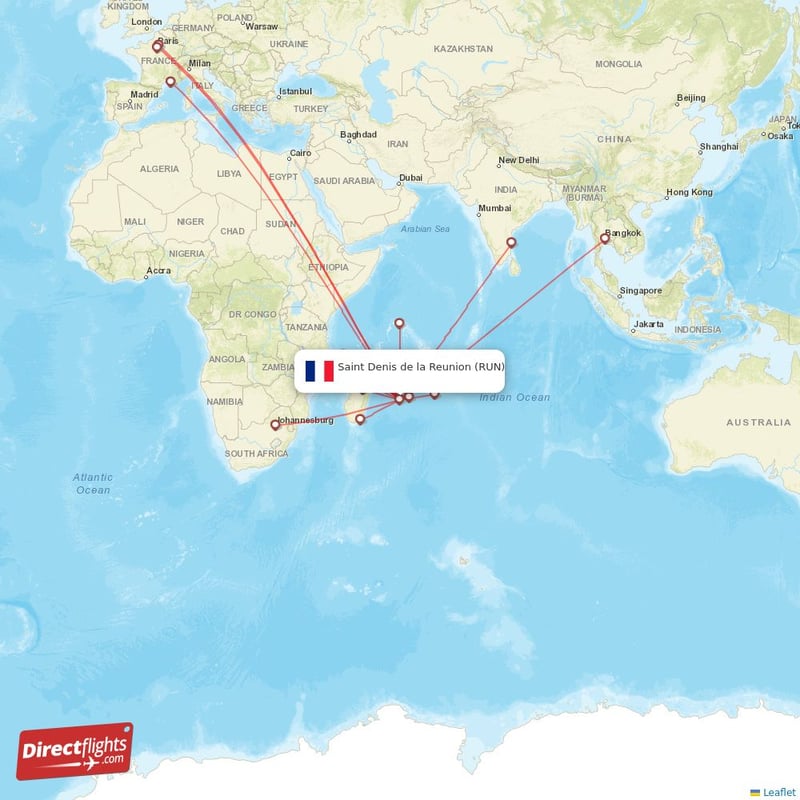 Direct Flights From Saint Denis De La Reunion 15 Destinations RUN