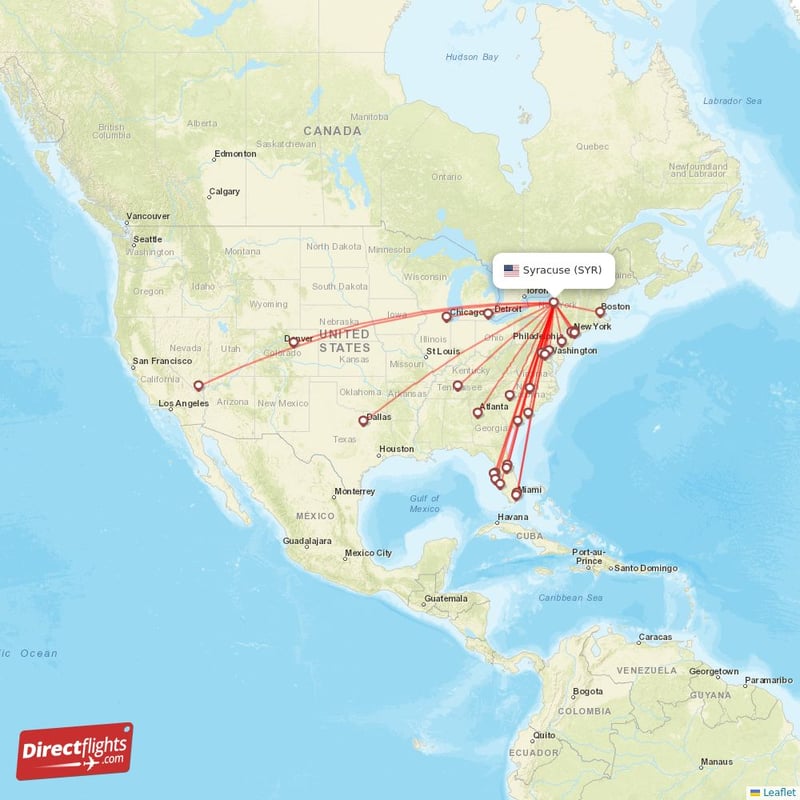 Direct Flights From Syracuse Destinations Syr Usa