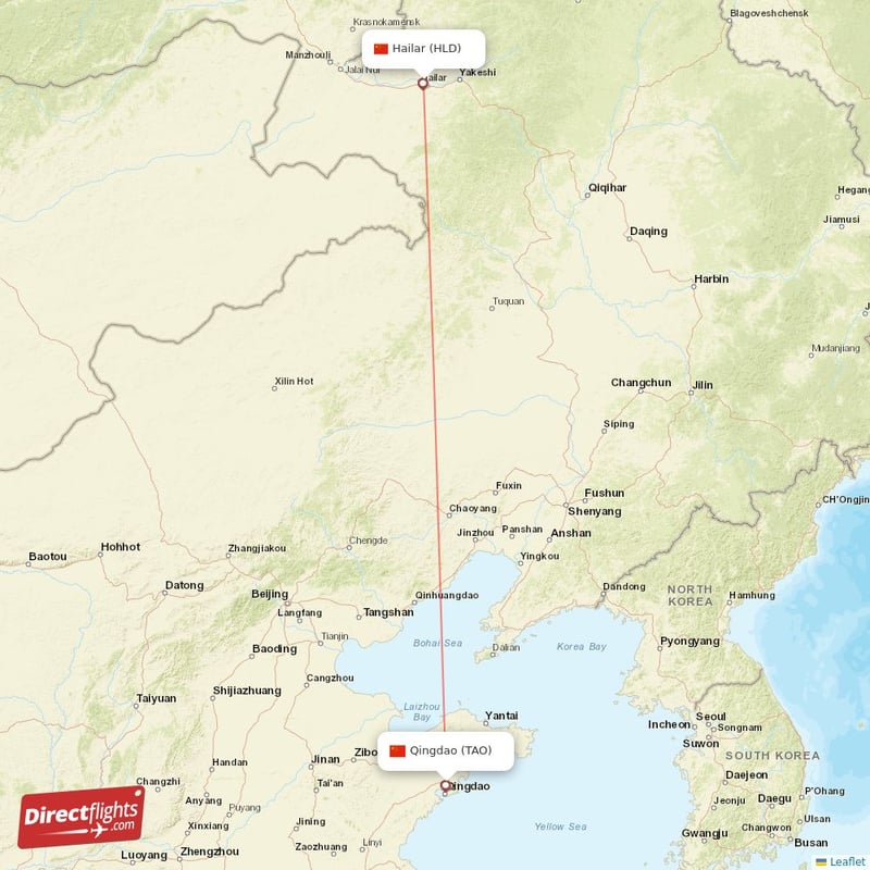 Direct Flights From Qingdao To Hailar Tao To Hld Non Stop