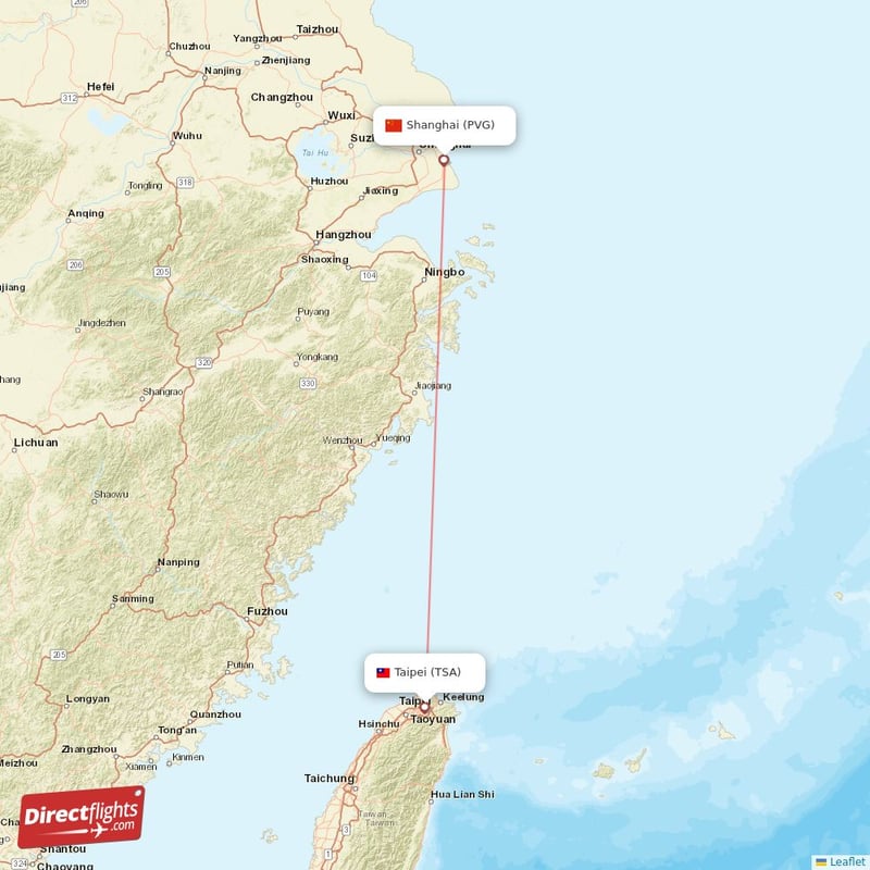 Direct Flights From Taipei To Shanghai Tsa To Pvg Non Stop