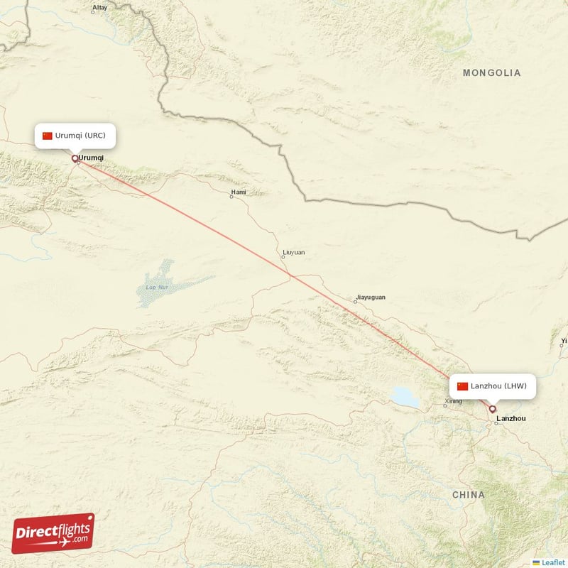 Direct Flights From Urumqi To Lanzhou URC To LHW Non Stop