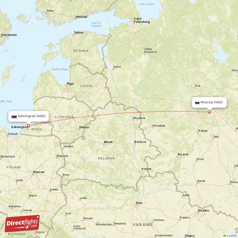 Direct Flights From Moscow To Kaliningrad Vko To Kgd Non Stop