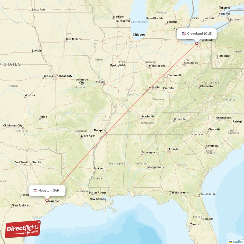 CLE-IAH flight route