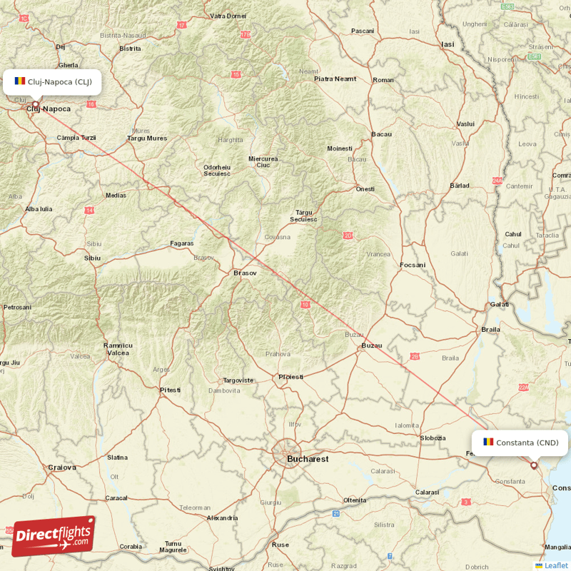 Cluj-Napoca - Constanta direct flight map