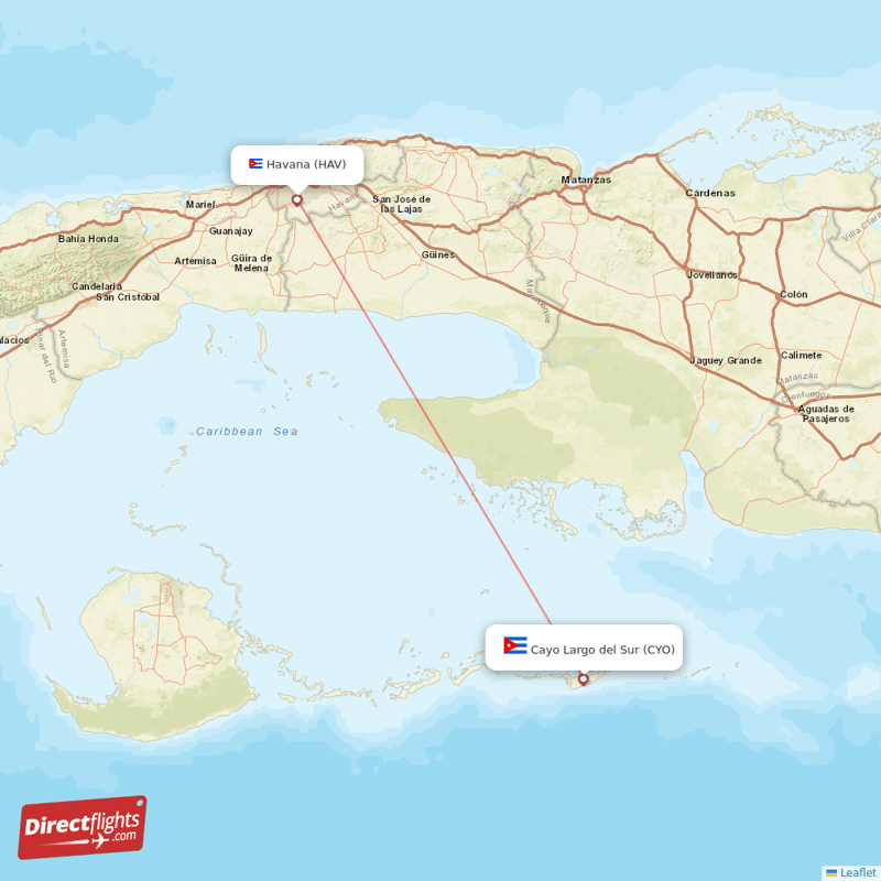 Havana - Cayo Largo Del Sur direct flight map