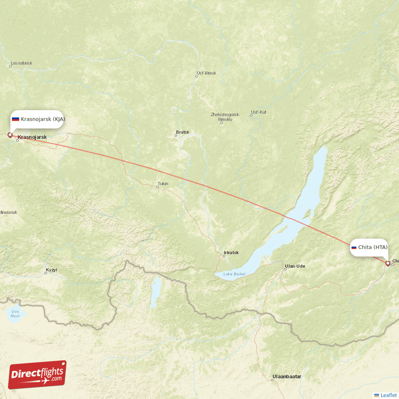 Chita - Krasnojarsk direct flight map