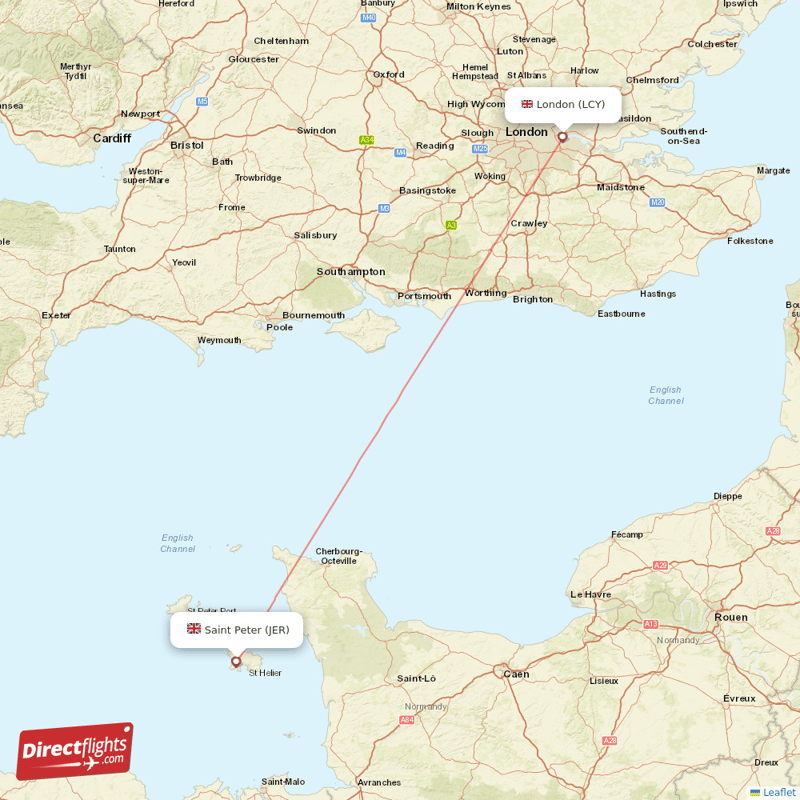 LCY-JER flight route