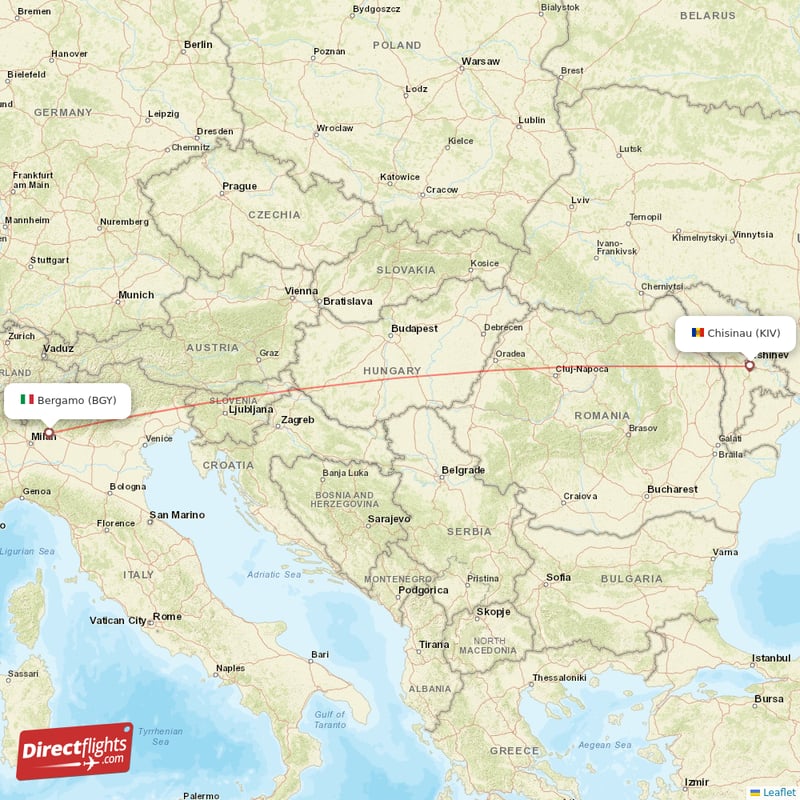 Chisinau - Milan direct flight map