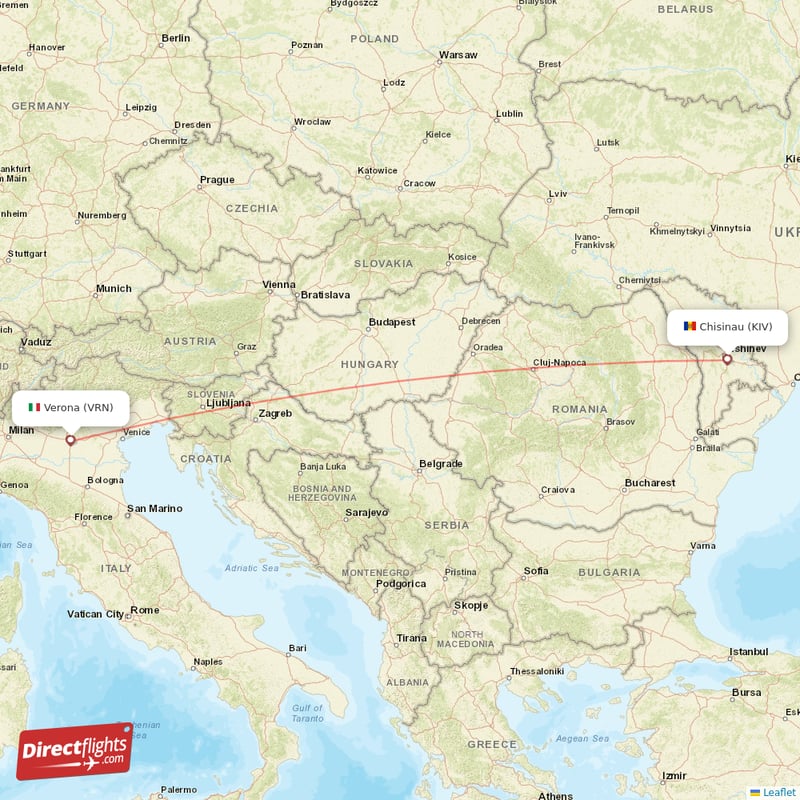 Chisinau - Verona direct flight map