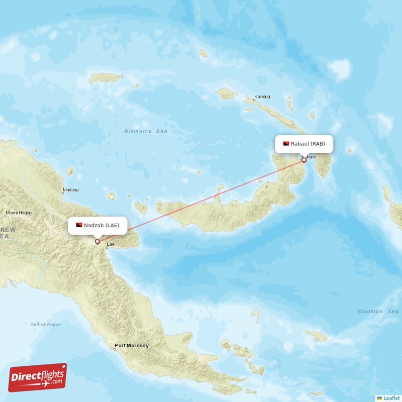 Direct flights from Lae to Rabaul, LAE to RAB non-stop - Directflights.com