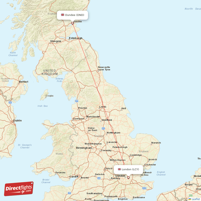 London - Dundee direct flight map