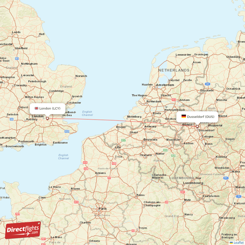 LCY - DUS route map