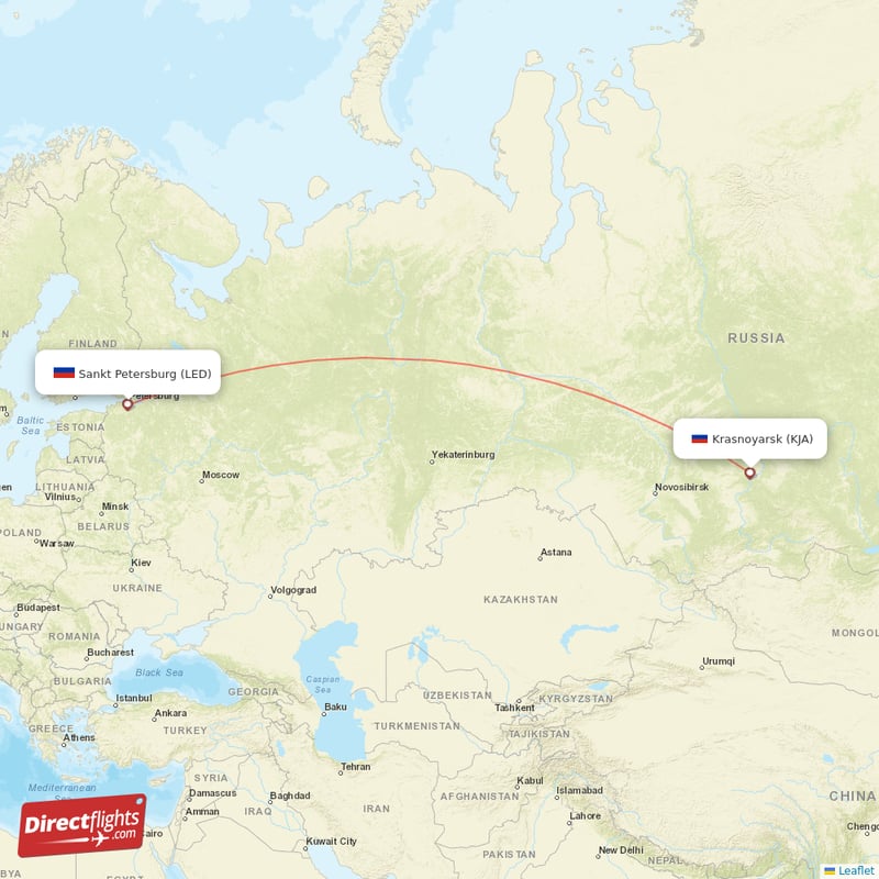 Direct flights from Saint Petersburg to Krasnojarsk, LED to KJA non ...