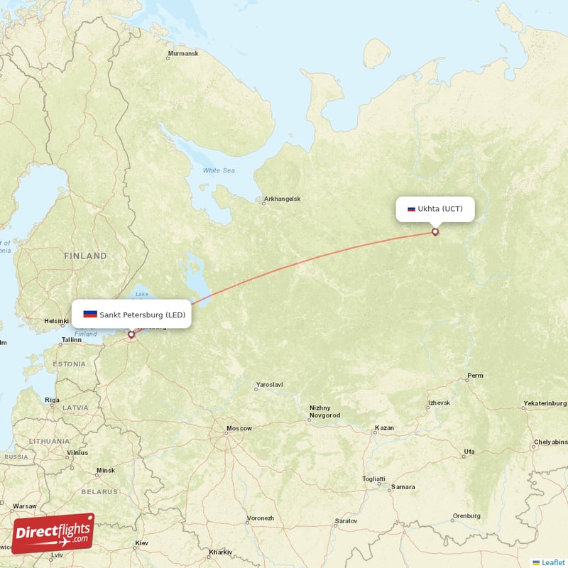 Direct flights from Saint Petersburg to Ukhta, LED to UCT non-stop ...