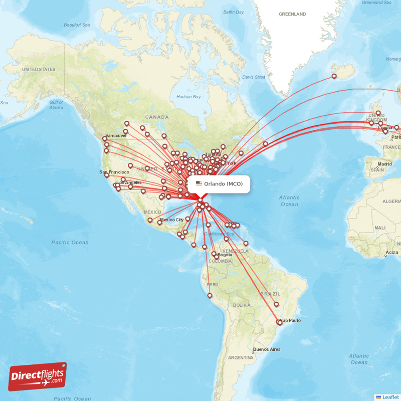 Direct flights from Orlando 152 destinations MCO, USA