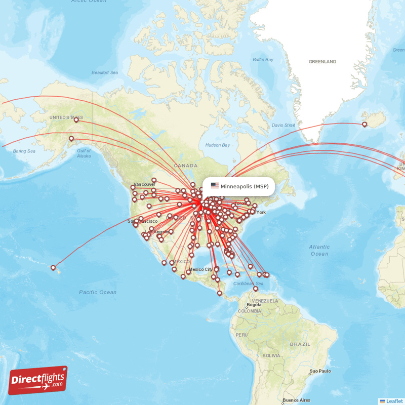 Direct flights from Minneapolis - 156 destinations - MSP, USA ...