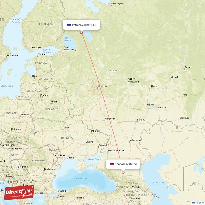 Direct flights from Petrozavodsk to Mineralnye Vody, PES to MRV non ...