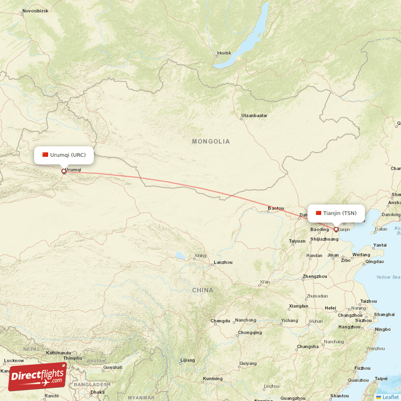 Direct flights from Tianjin to Urumqi, TSN to URC non-stop ...