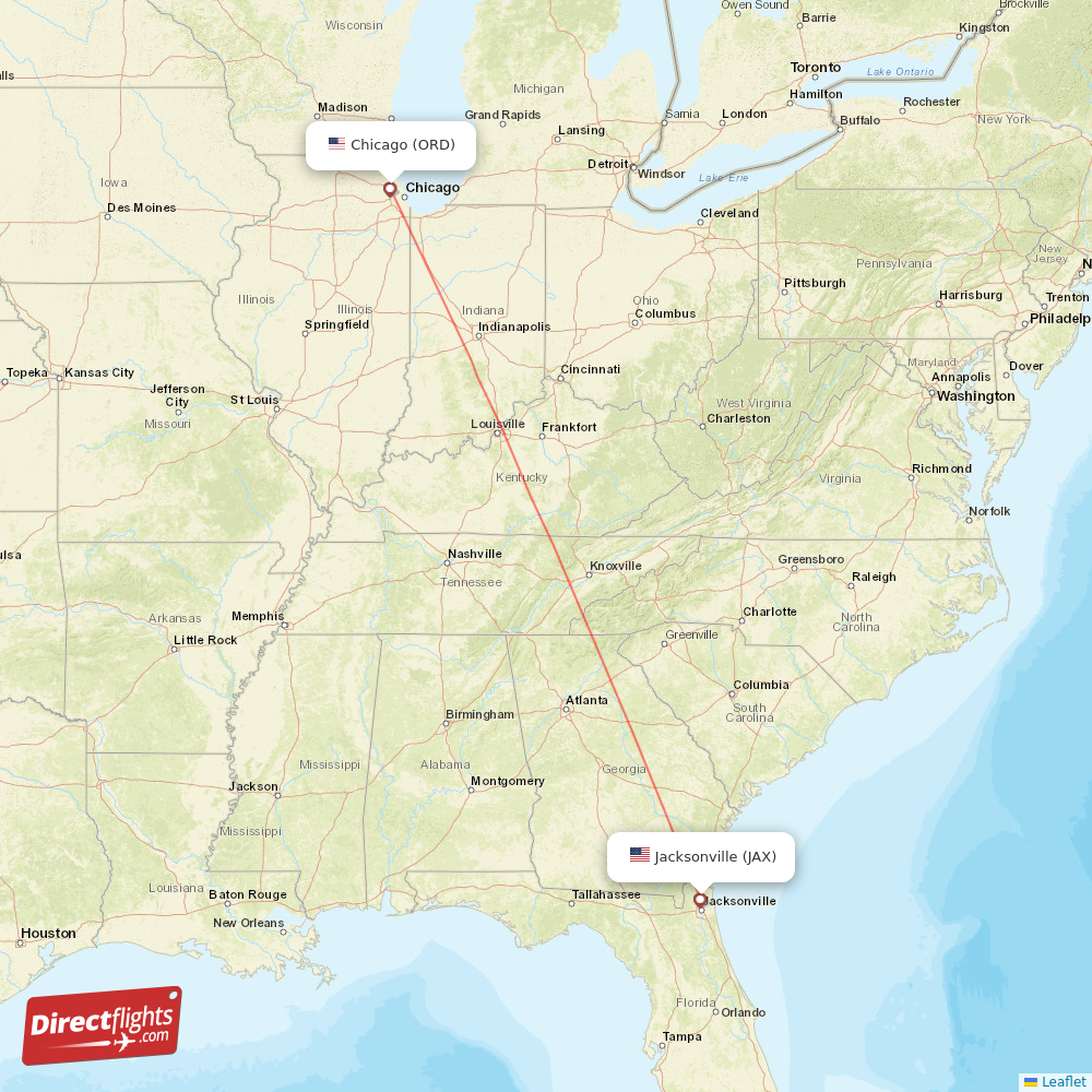 Direct flights from Jacksonville to Chicago, JAX to ORD nonstop