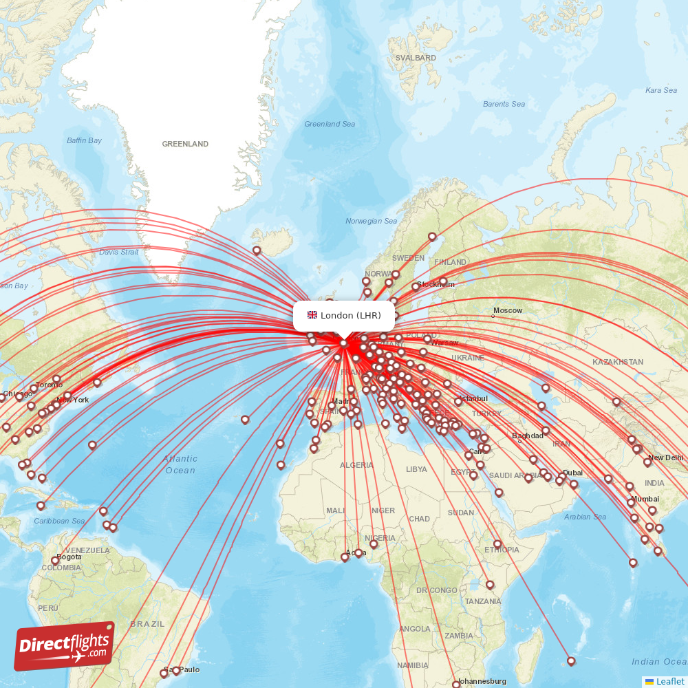 Direct flights to London - LHR, United Kingdom - Directflights.com