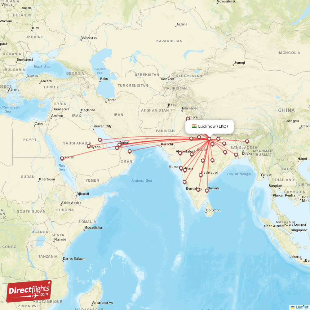 LKO routes and destination map