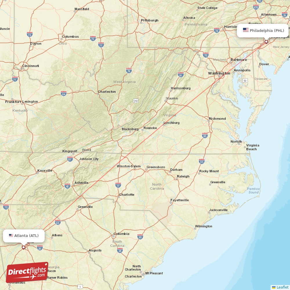 Direct flights from Philadelphia to Atlanta, PHL to ATL nonstop