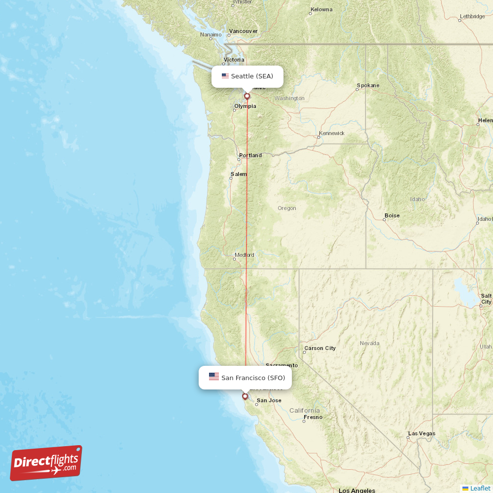 Direct flights from San Francisco to Seattle, SFO to SEA nonstop