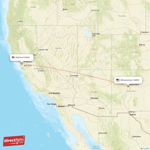 Albuquerque - Oakland direct flight map