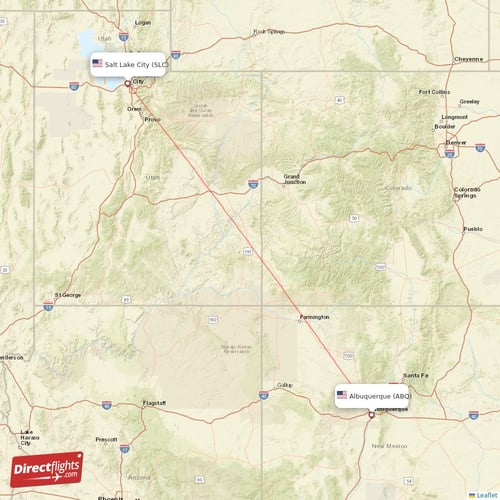 Albuquerque - Salt Lake City direct flight map