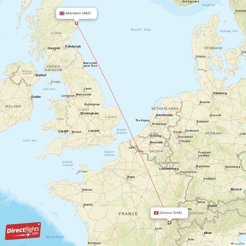 Aberdeen - Geneva direct flight map