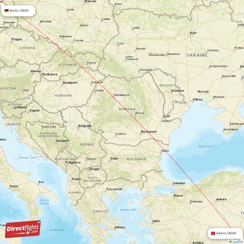 Adana - Berlin direct flight map