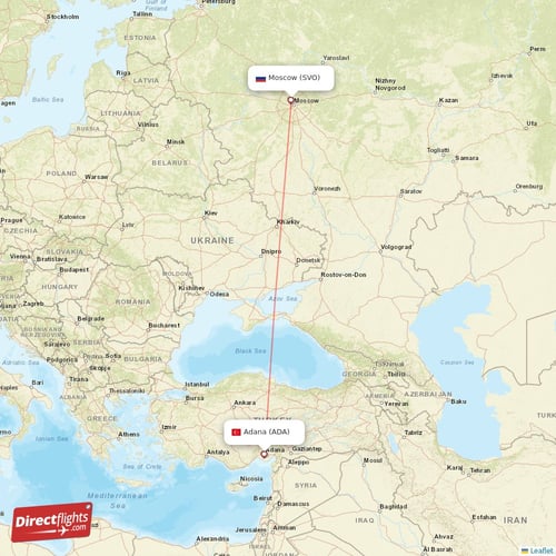Adana - Moscow direct flight map