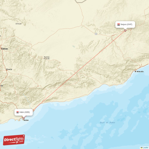 Aden - Seiyun direct flight map