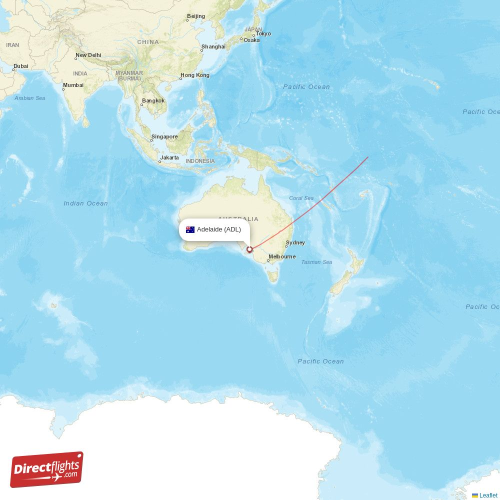 Adelaide - San Francisco direct flight map