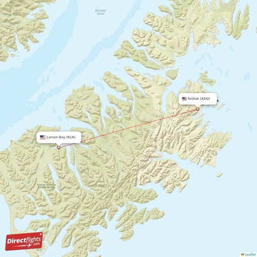 Kodiak - Larsen Bay direct flight map