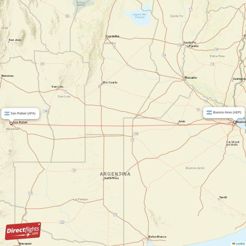 Buenos Aires - San Rafael direct flight map