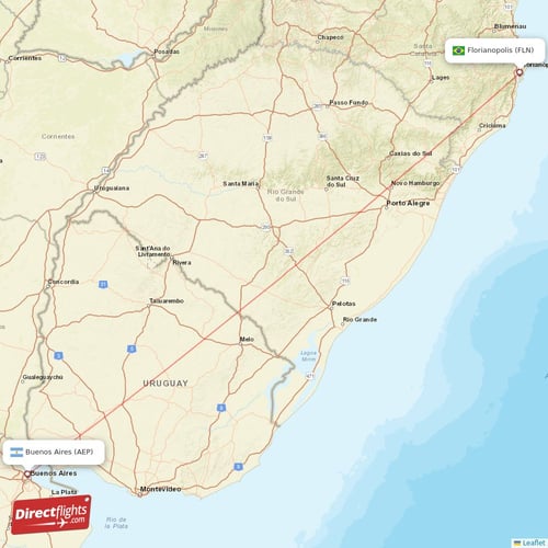 Buenos Aires - Florianopolis direct flight map