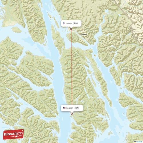 Angoon - Juneau direct flight map