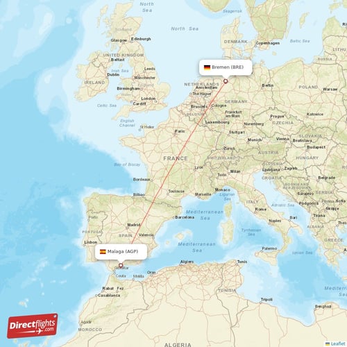Malaga - Bremen direct flight map